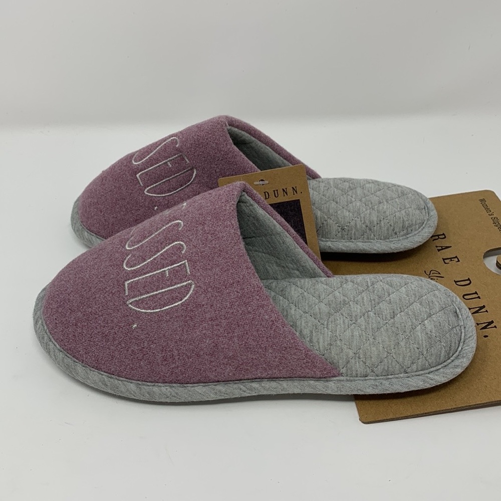 NWT Rae Dunn ‘BLESSED’ Slippers - Picture 2 of 6